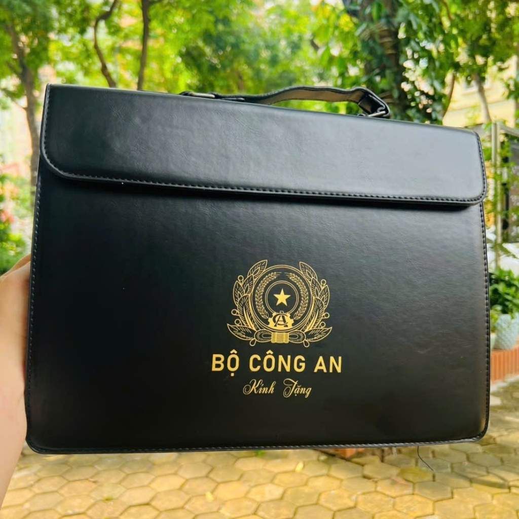  Cặp Sách Da Công Sở In Logo Bộ Công An Kính Tặng BKFAVN-9430 
