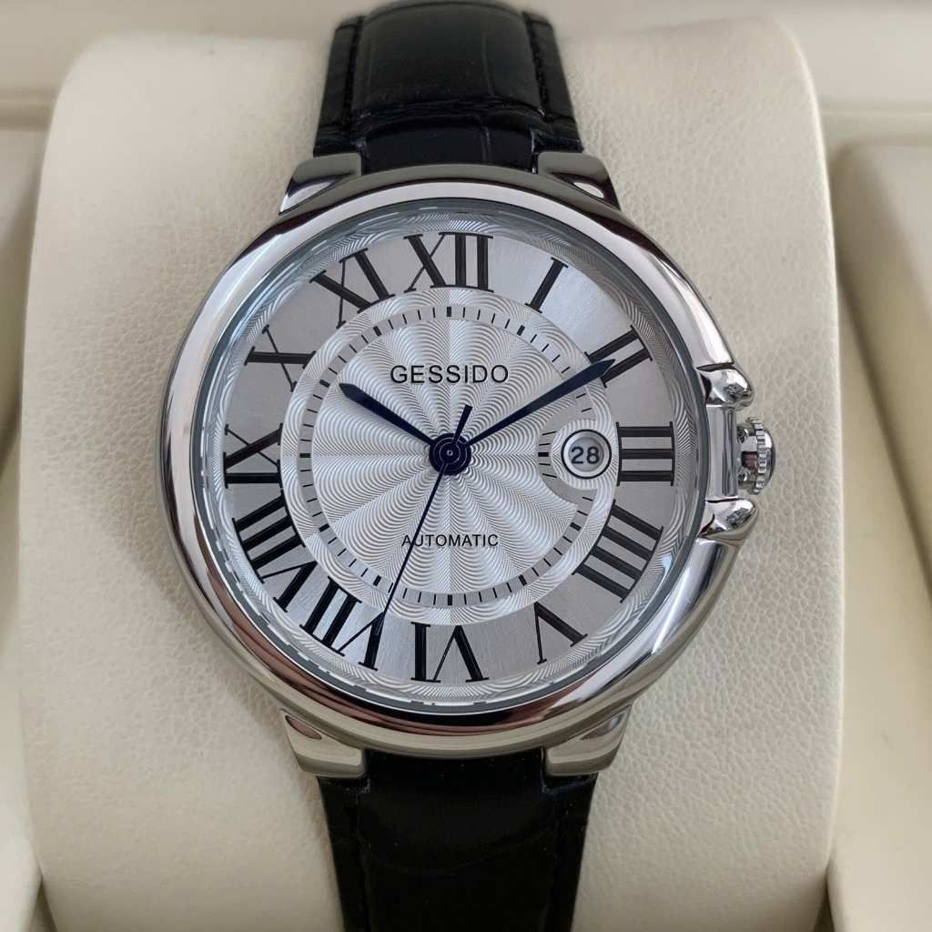  Đồng Hồ Nam Gessido Cơ Automatic Dây Da Mặt Số La Mã BKFAVN-9437 