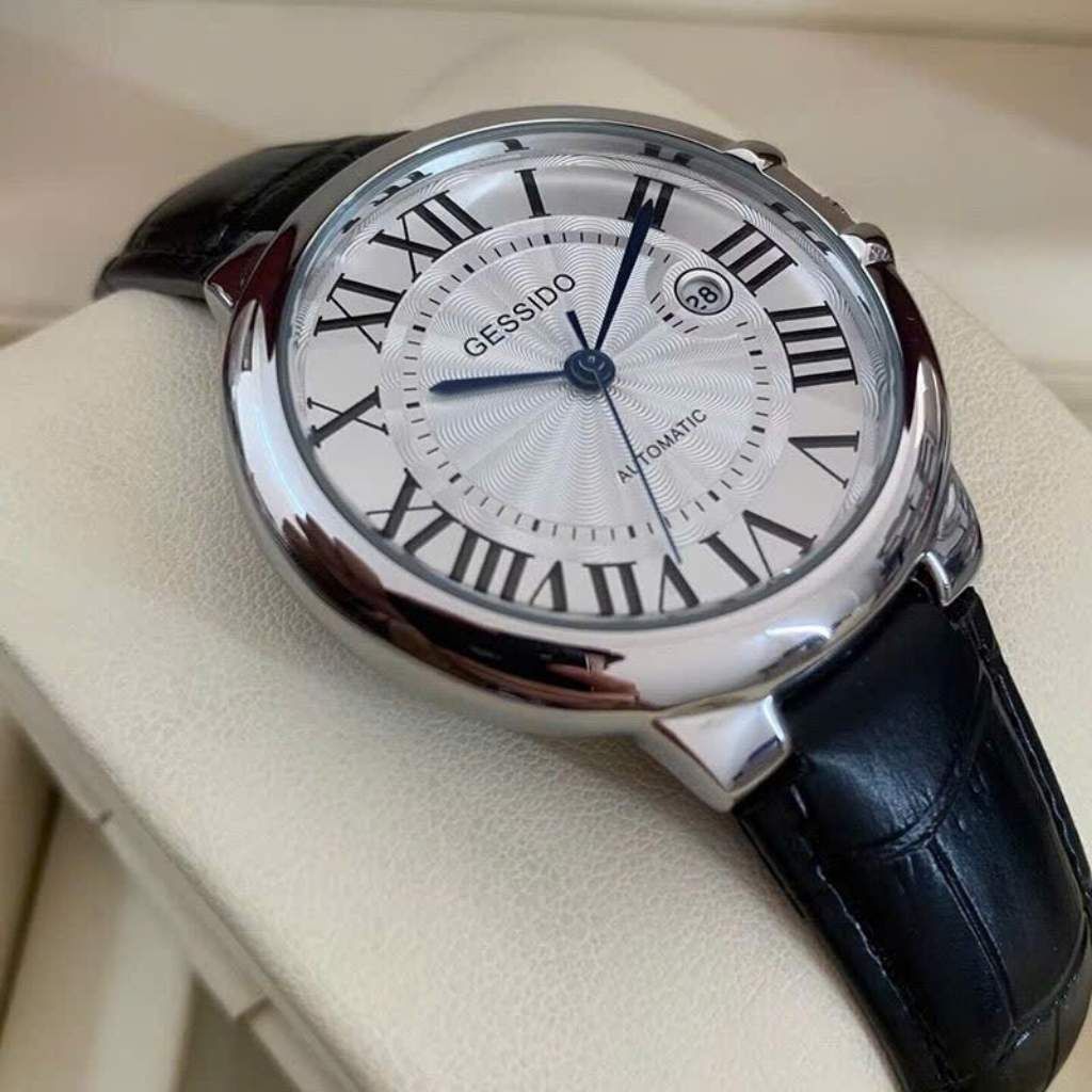  Đồng Hồ Nam Gessido Cơ Automatic Dây Da Mặt Số La Mã BKFAVN-9437 