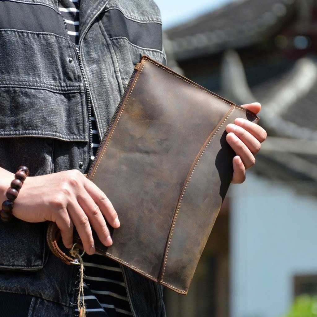  Ví Cầm Tay Nam Clutch Da Bò Sáp Nguyên Bản Cao Cấp BKFAVN-9442 