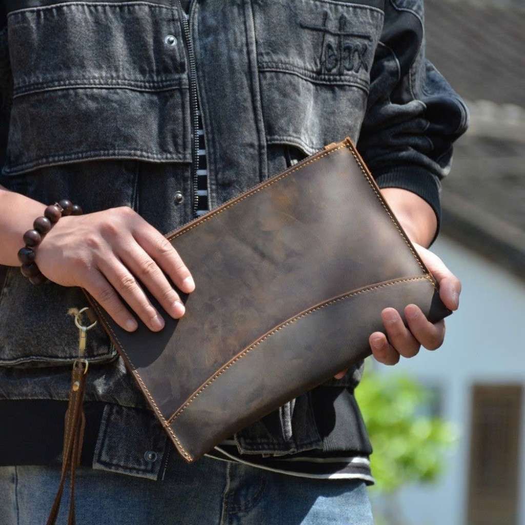  Ví Cầm Tay Nam Clutch Da Bò Sáp Nguyên Bản Cao Cấp BKFAVN-9442 