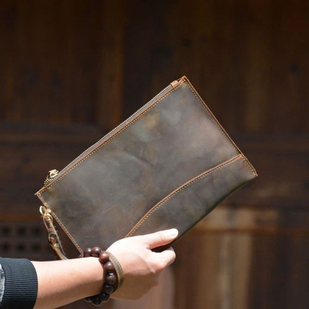  Ví Cầm Tay Nam Clutch Da Bò Sáp Nguyên Bản Cao Cấp BKFAVN-9442 