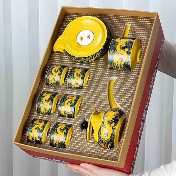 Bộ Ấm Trà Cối Xay Tự Động Gốm Sứ Hoàng Kim Long BKCECN-10658 