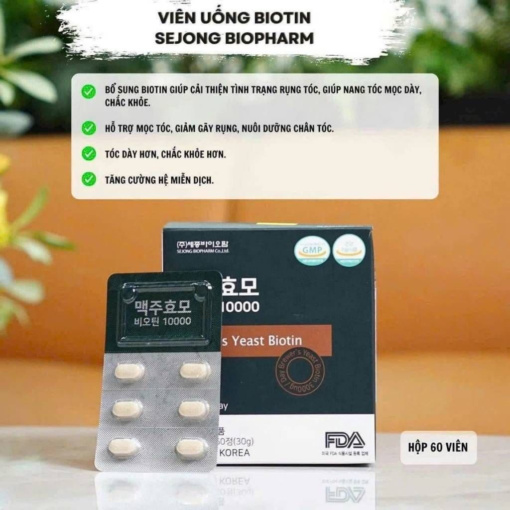  Viên Uống Mọc Tóc Biotin Men Bia Khô Sejong Biopharm BKHEKR-9327 