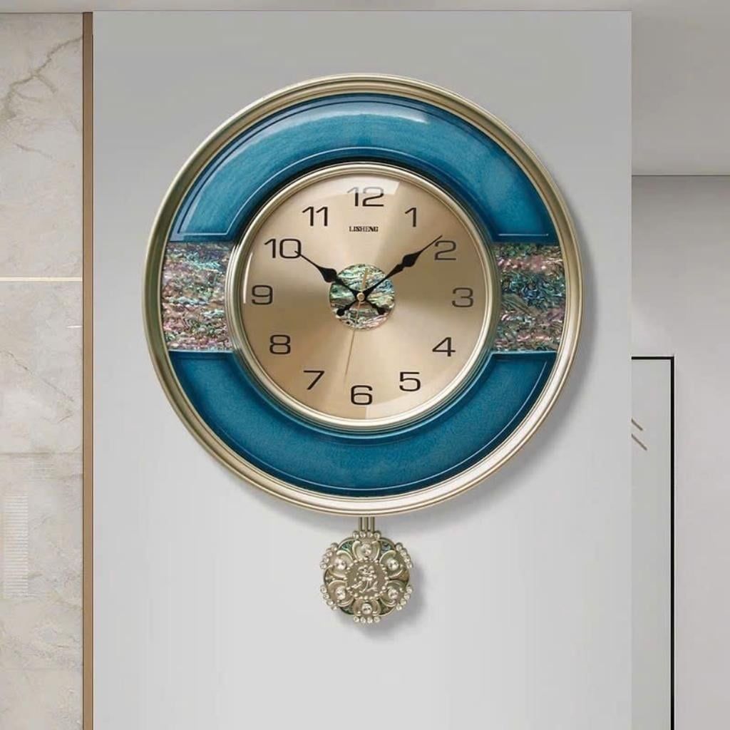  Đồng Hồ Treo Tường Màu Xanh Viền Kim Loại Cao Cấp BKHFCN-9001 