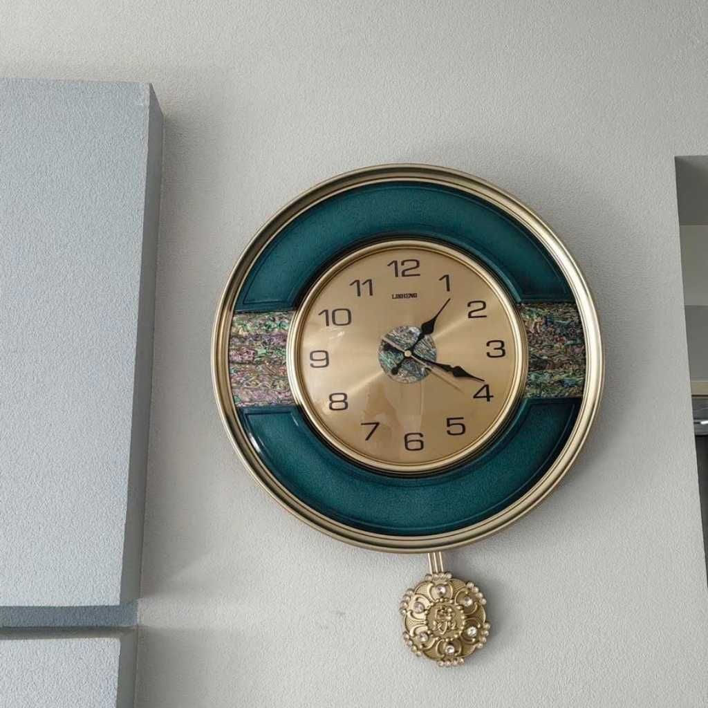  Đồng Hồ Treo Tường Màu Xanh Viền Kim Loại Cao Cấp BKHFCN-9001 