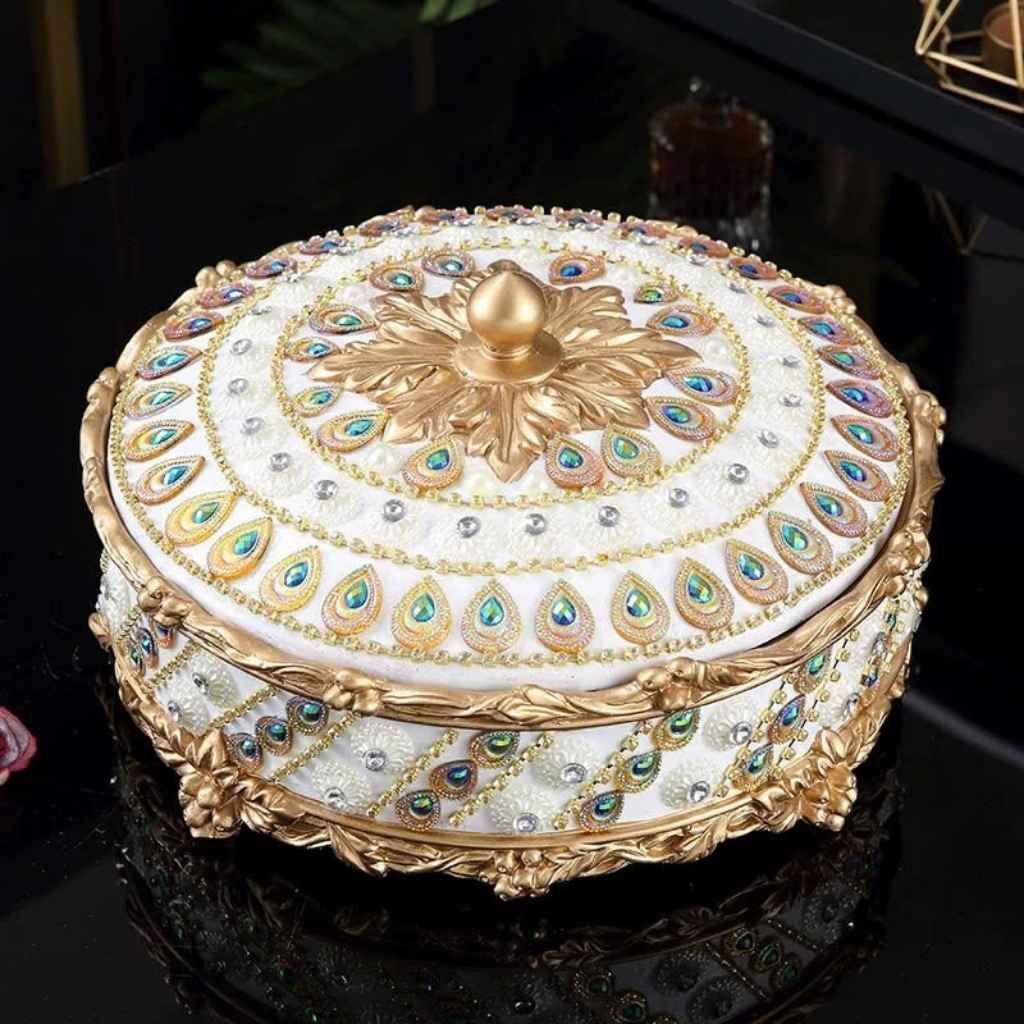  Khay Bánh Kẹo Sứ Châu Âu Đính Đá Sang Trọng BKHFCN-9007 