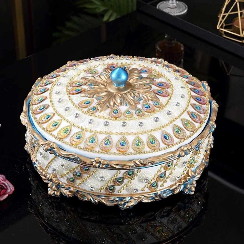  Khay Bánh Kẹo Sứ Châu Âu Đính Đá Sang Trọng BKHFCN-9007 