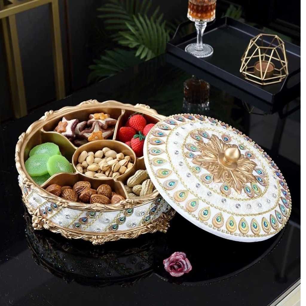  Khay Bánh Kẹo Sứ Châu Âu Đính Đá Sang Trọng BKHFCN-9007 