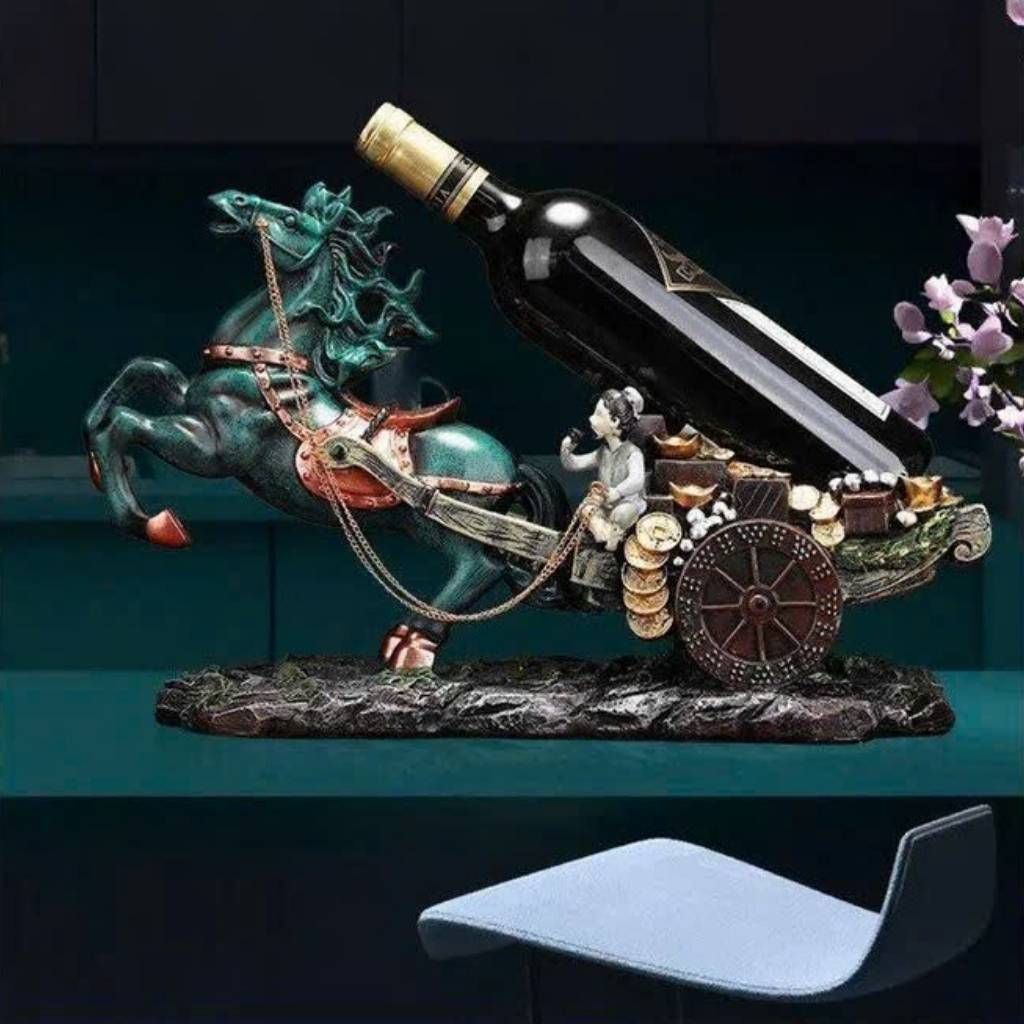  Kệ Rượu Vang Ngựa Kéo Xe Tài Lộc BKHFCN-9012 