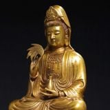  Tượng Phật Quan Thế Âm Bồ Tát Đồng Vàng Sưu Tầm BKHFCN-9030 
