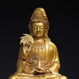  Tượng Phật Quan Thế Âm Bồ Tát Đồng Vàng Sưu Tầm BKHFCN-9030 