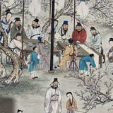  Tranh Cổ Đêm Tiệc Đào Và Mai Của Họa Sĩ Văn Chính Minh BKHFCN-9033 
