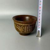  Chén Sừng Khắc Chữ Thư Pháp Mạ Vàng Cổ Kính BKHFCN-9036 