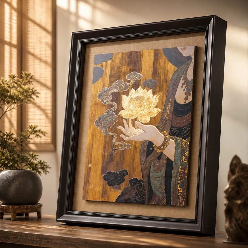  Tranh sơn dầu nghệ thuật Phật nâng hoa sen BKHFCN-9038 