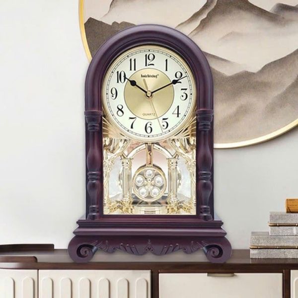  Đồng Hồ Để Bàn Vỏ Gỗ Giả Cổ Có Con Lắc Sang Trọng BKHFCN-9051 