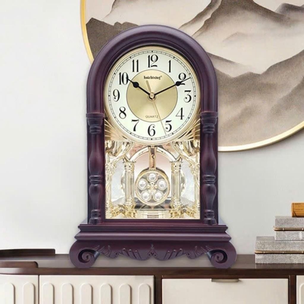  Đồng Hồ Để Bàn Vỏ Gỗ Giả Cổ Có Con Lắc Sang Trọng BKHFCN-9051 