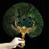  Quạt Lông Công Đính Đá Mạ Vàng Hoàng Gia BKHFCN-9052 