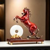  Tượng Ngựa Mã Đáo Thành Công Đỏ Hổ Phách Kết Hợp Vòng Ngọc Bình An BKHFCN-9072 