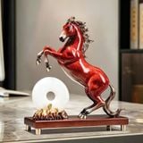  Tượng Ngựa Mã Đáo Thành Công Đỏ Hổ Phách Kết Hợp Vòng Ngọc Bình An BKHFCN-9072 