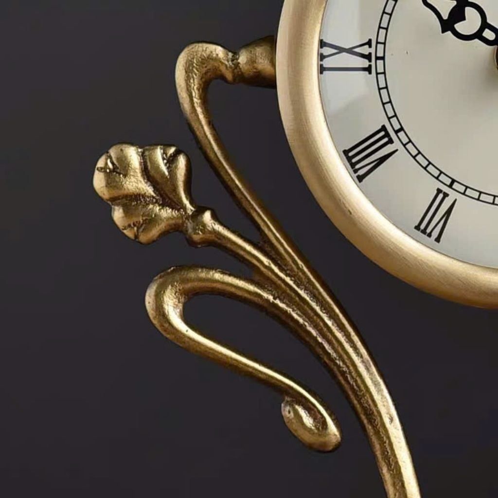  Đồng Hồ Để Bàn Bằng Đồng Chân Đế Gỗ Phong Cách Châu Âu Cổ Điển BKHFCN-9073 