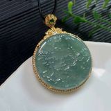  Mặt ngọc lục bảo phong cảnh bọc bạc mạ vàng BKSTCN-9344 