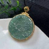  Mặt ngọc lục bảo phong cảnh bọc bạc mạ vàng BKSTCN-9344 