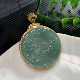  Mặt ngọc lục bảo phong cảnh bọc bạc mạ vàng BKSTCN-9344 