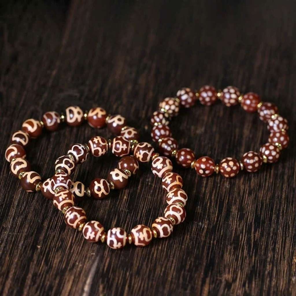  Vòng Tay Hạt Dzi Sao Đá Mã Não Đỏ Tự Nhiên Tây Tạng BKSTCN-9346 