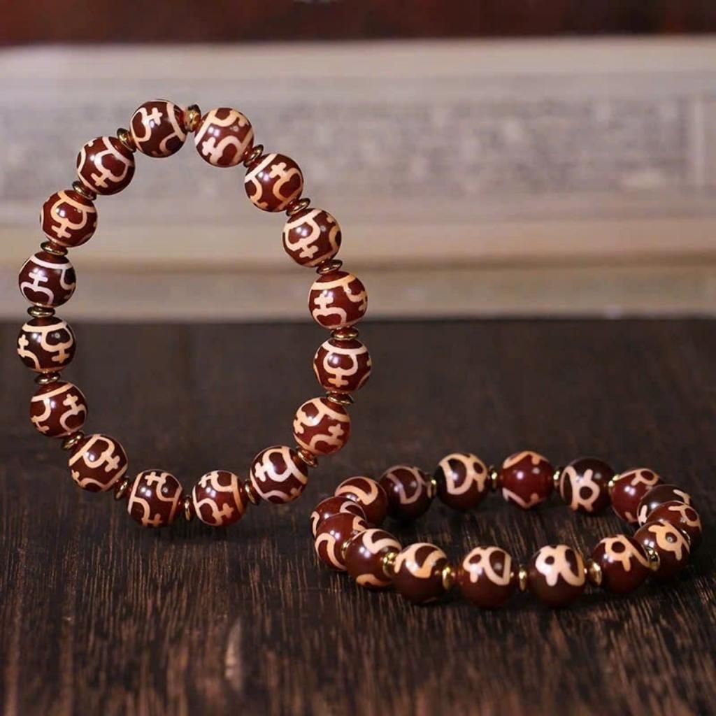 Vòng Tay Hạt Dzi Sao Đá Mã Não Đỏ Tự Nhiên Tây Tạng BKSTCN-9346 