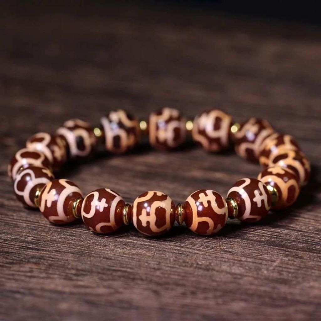  Vòng Tay Hạt Dzi Sao Đá Mã Não Đỏ Tự Nhiên Tây Tạng BKSTCN-9346 