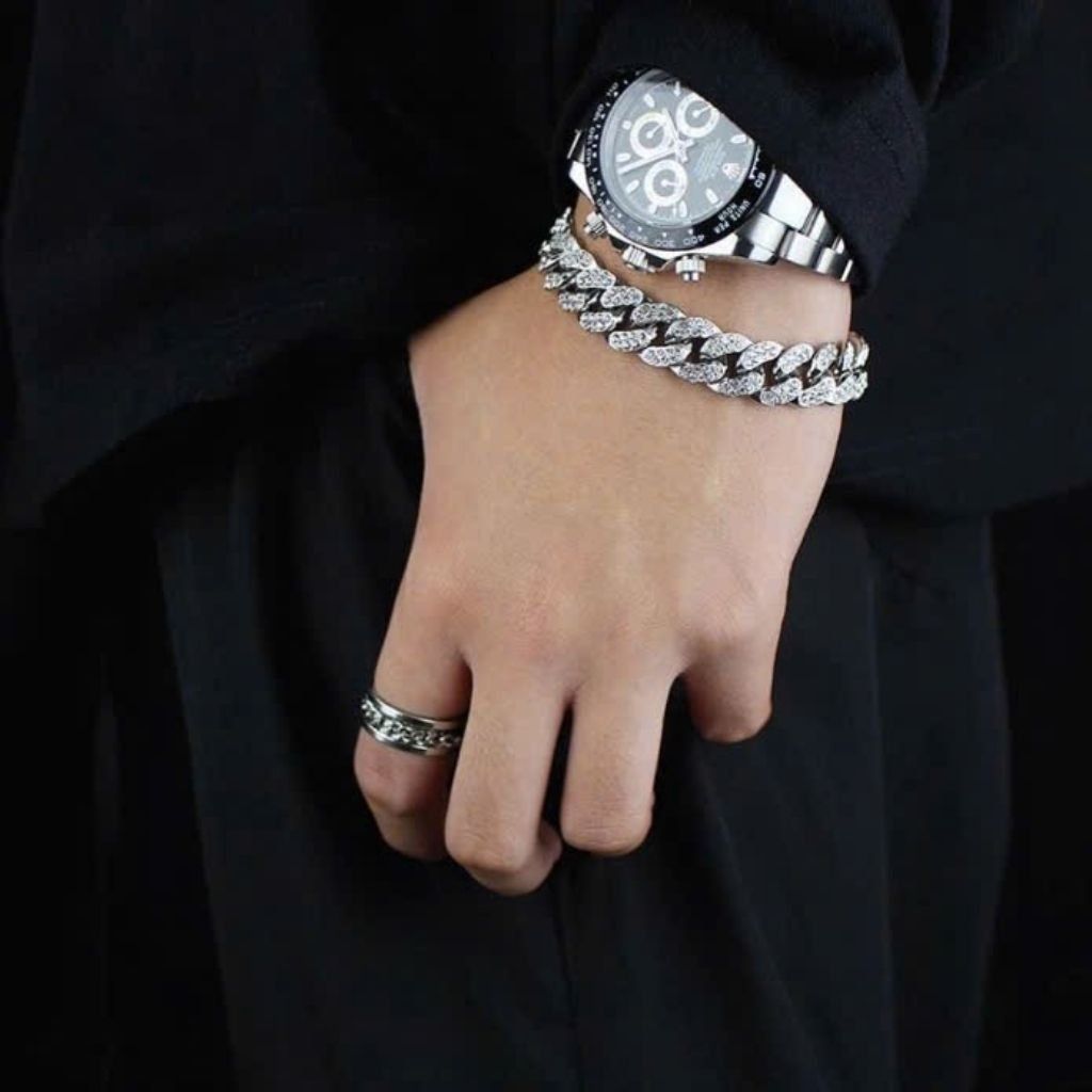  Vòng Tay Cuba Bạc S925 Đính Kim Cương BKJECN-9281 