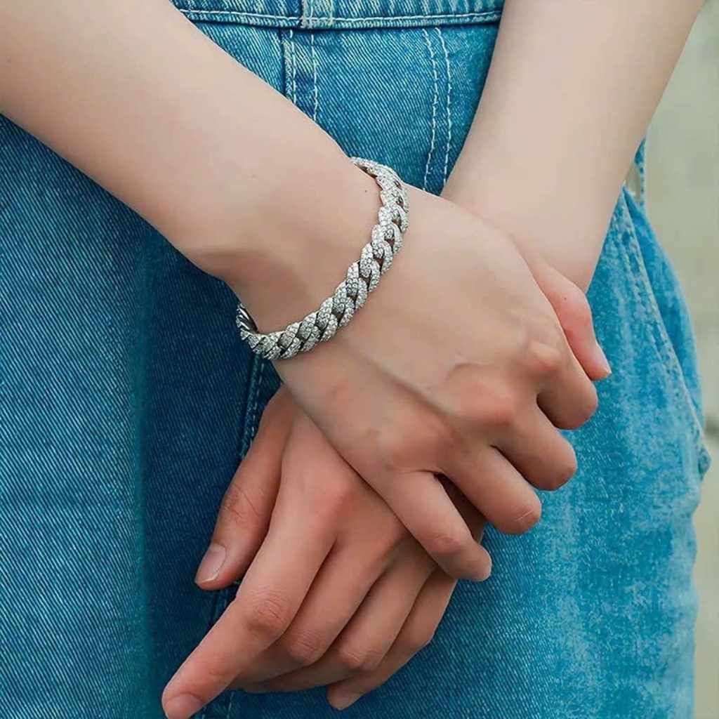  Vòng Tay Cuba Moissanite Bạc S925 BKJECN-9282 