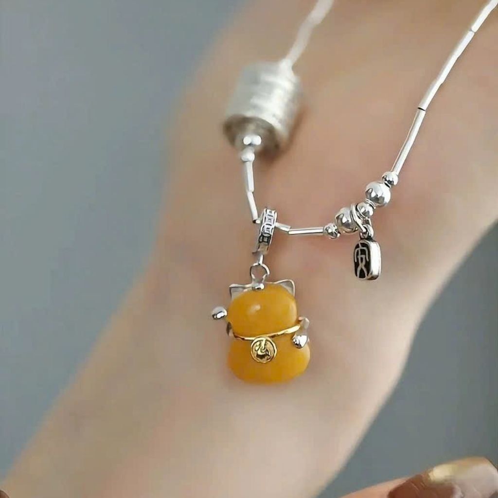  Dây Chuyền Bạc Mặt Tượng Mèo Thần Tài BKJECN-9284 