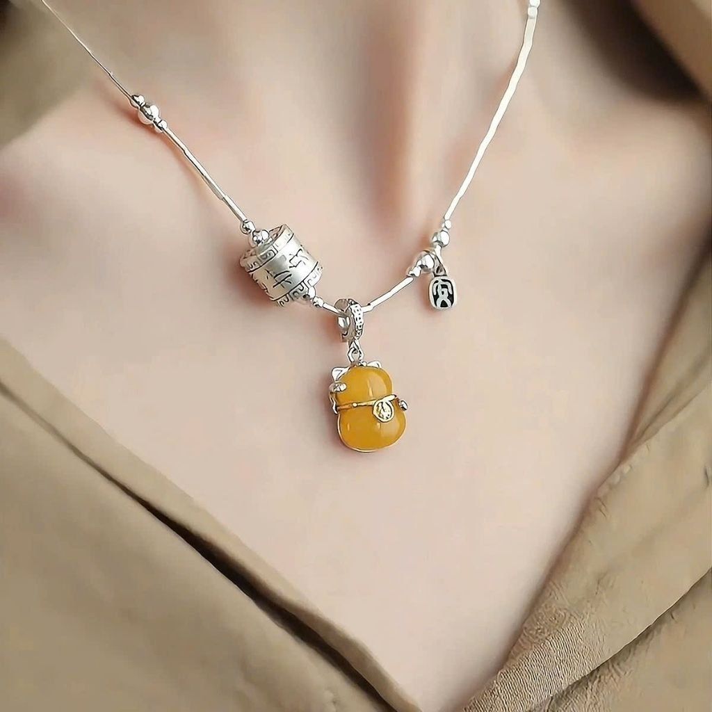  Dây Chuyền Bạc Mặt Tượng Mèo Thần Tài BKJECN-9284 