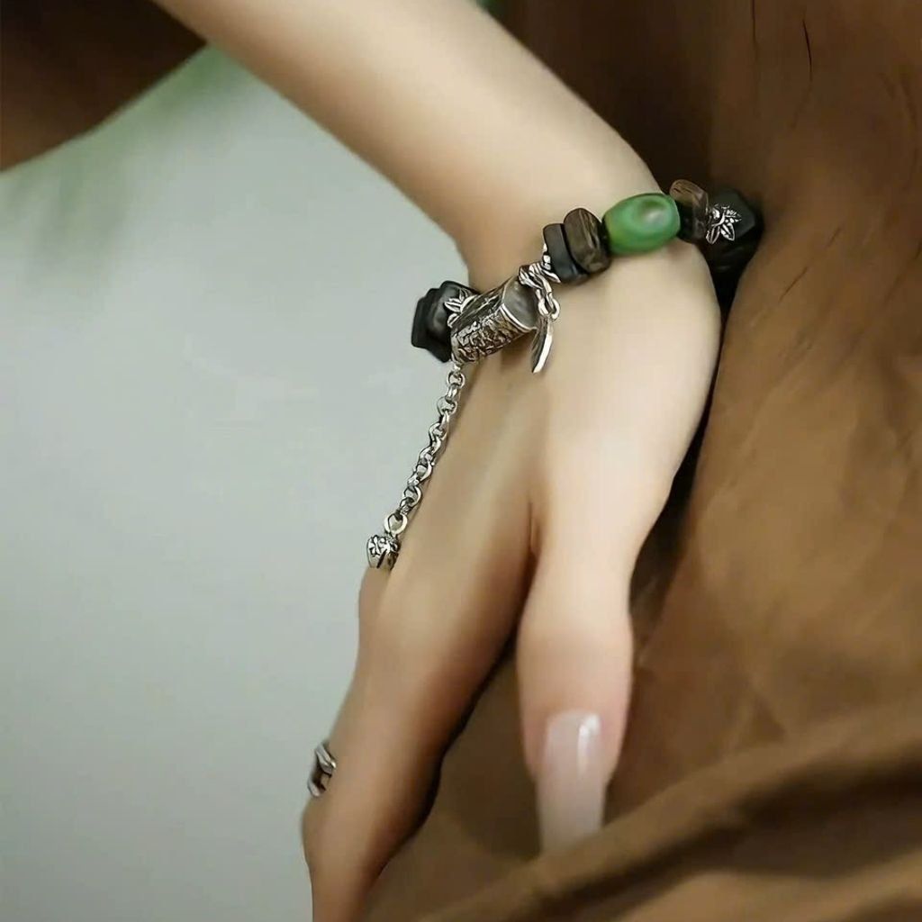  Vòng tay bạc mix gỗ trầm hương BKJECN-9287 