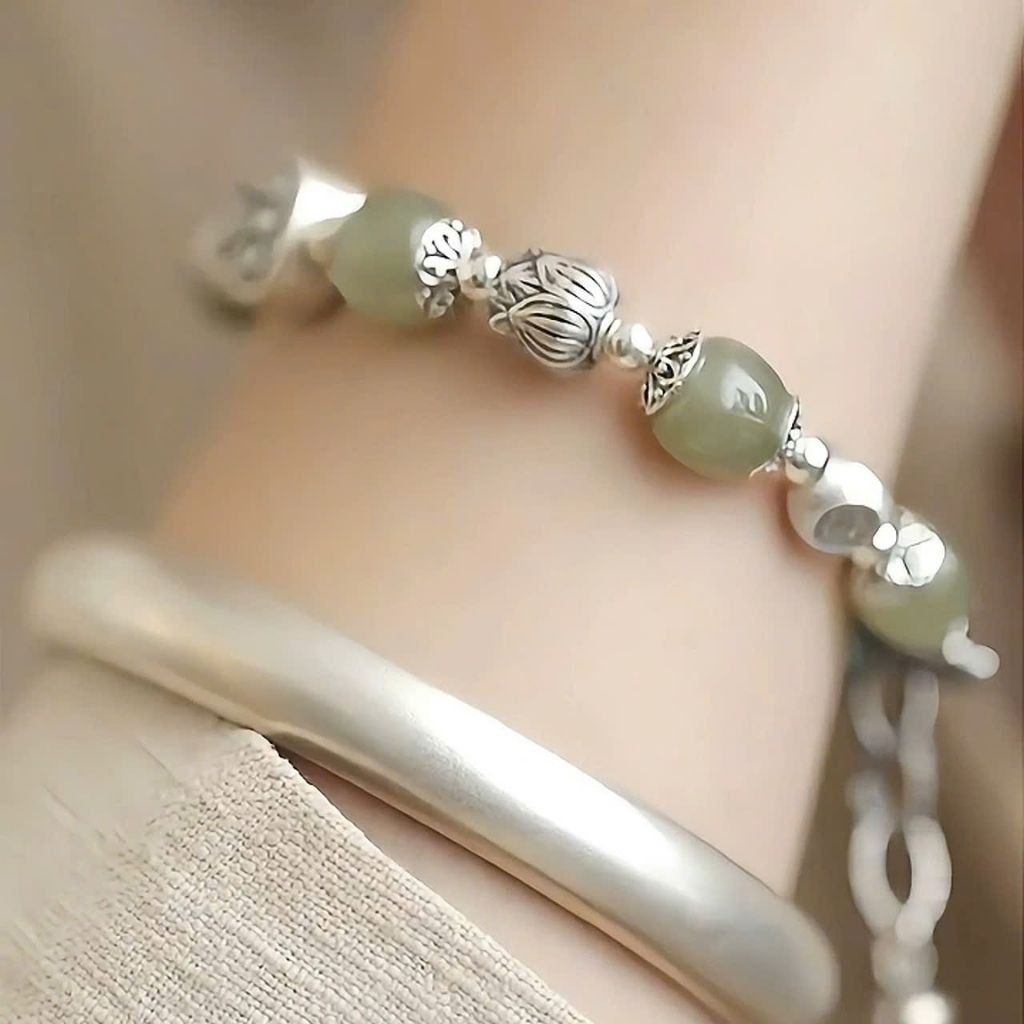  Vòng tay ngọc bọc bạc 925 BKJECN-9290 