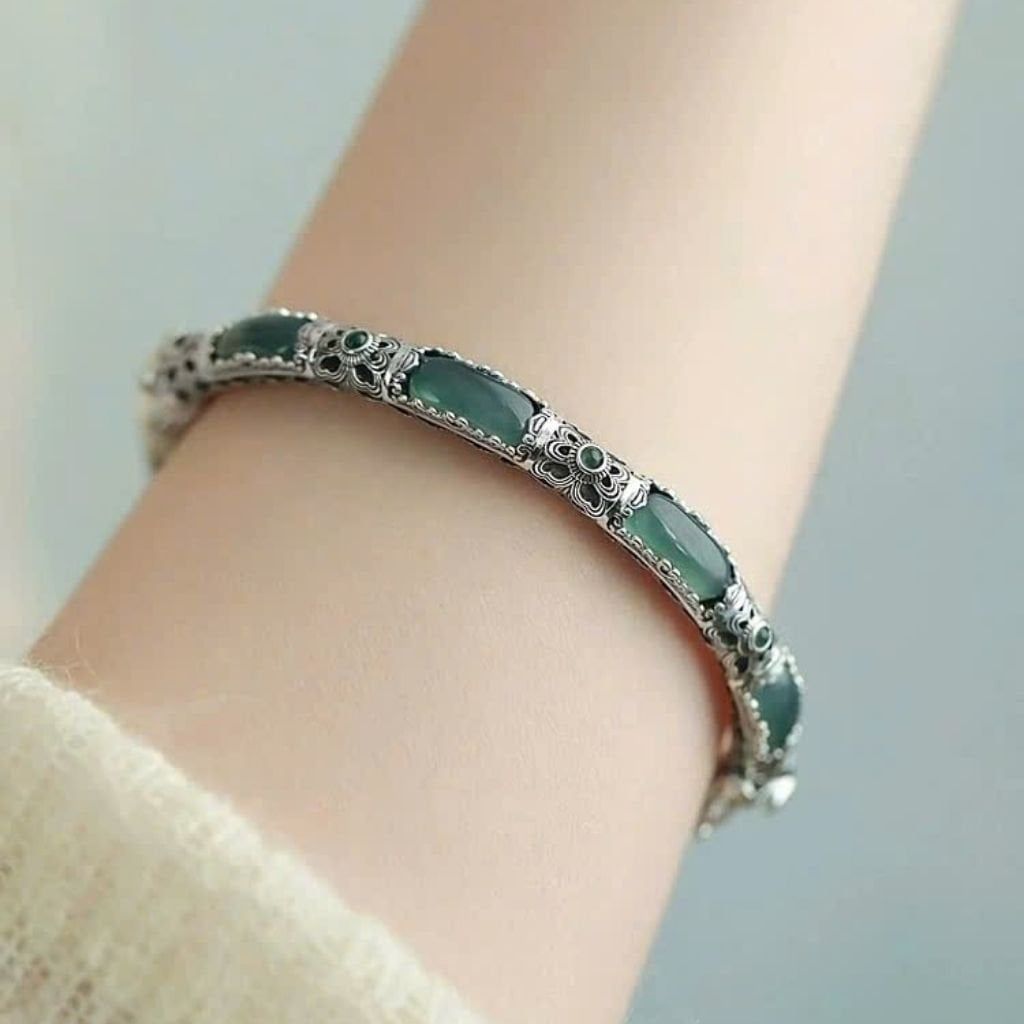  Vòng tay ngọc bọc bạc BKJECN-9291 