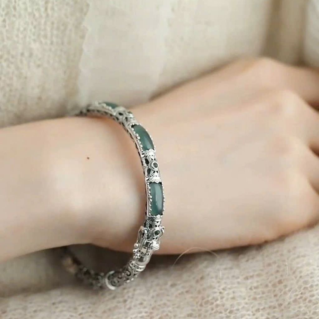  Vòng tay ngọc bọc bạc BKJECN-9291 