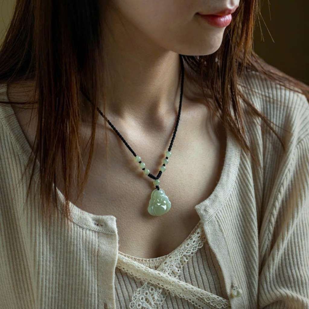  Mặt Dây Chuyền Phật Di Lặc Ngọc Bích BKJECN-9294 