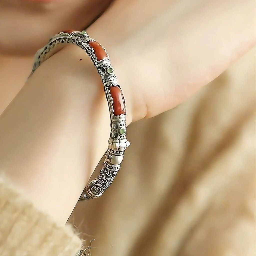  Vòng Tay Ngọc Bọc Bạc BKJECN-9295 