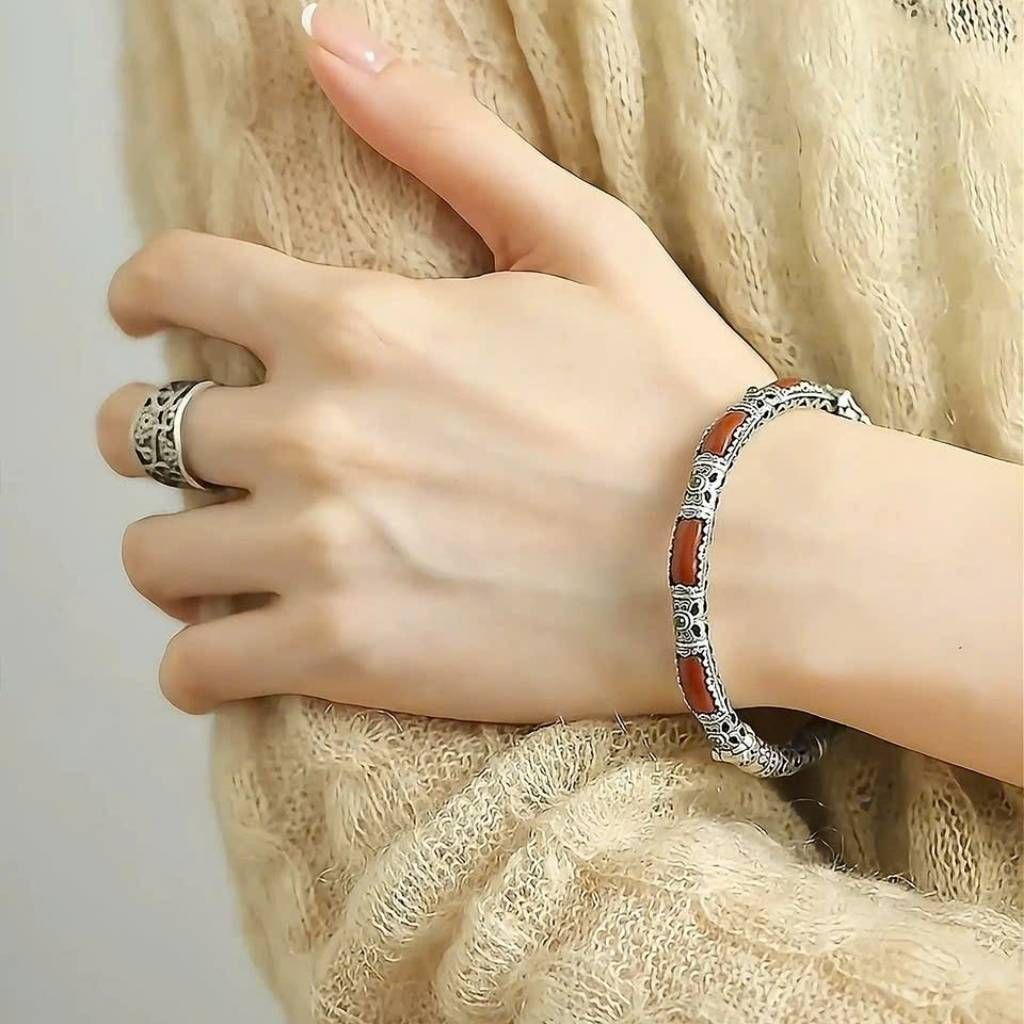  Vòng Tay Ngọc Bọc Bạc BKJECN-9295 