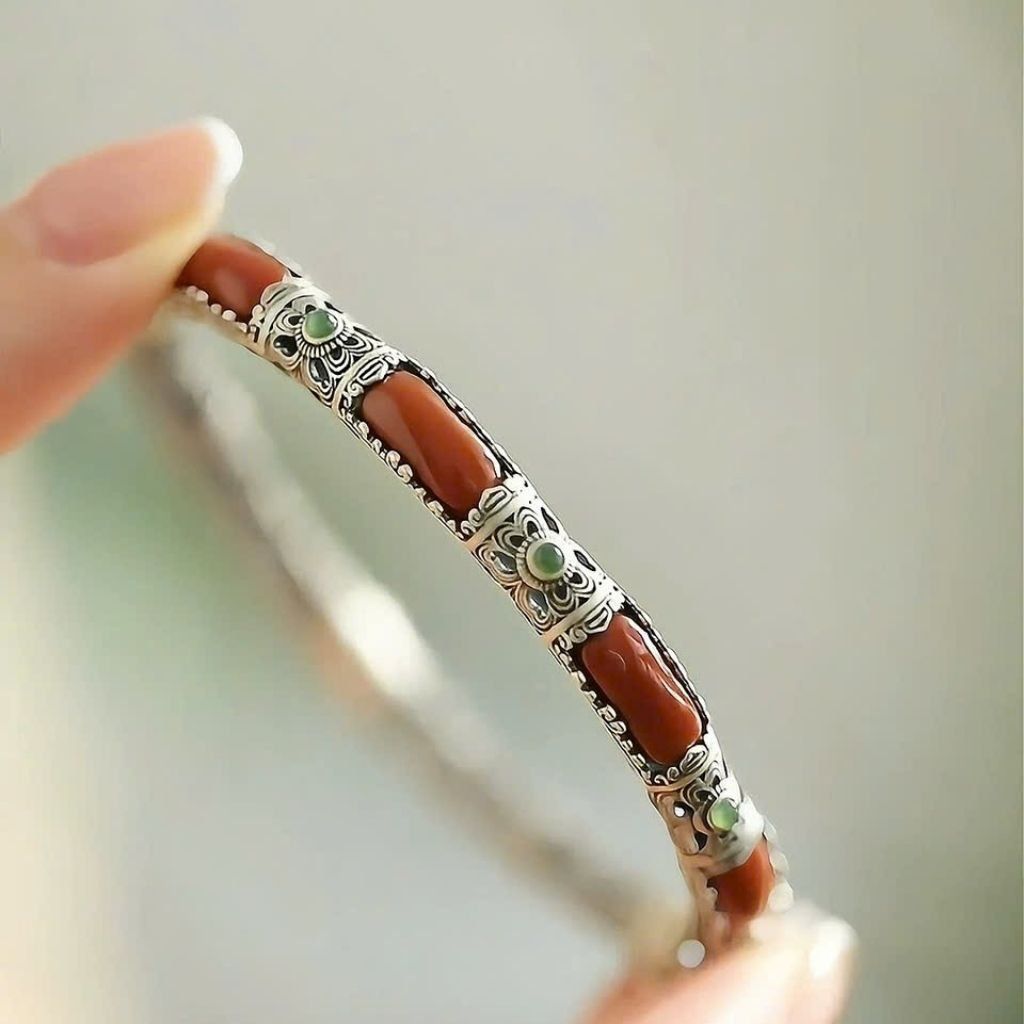  Vòng Tay Ngọc Bọc Bạc BKJECN-9295 