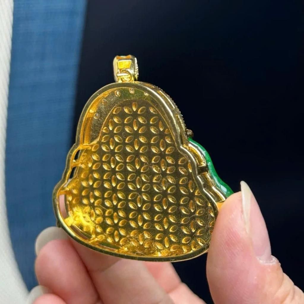  Mặt ngọc di lặc ngọc bích đính đá BKJECN-9303 