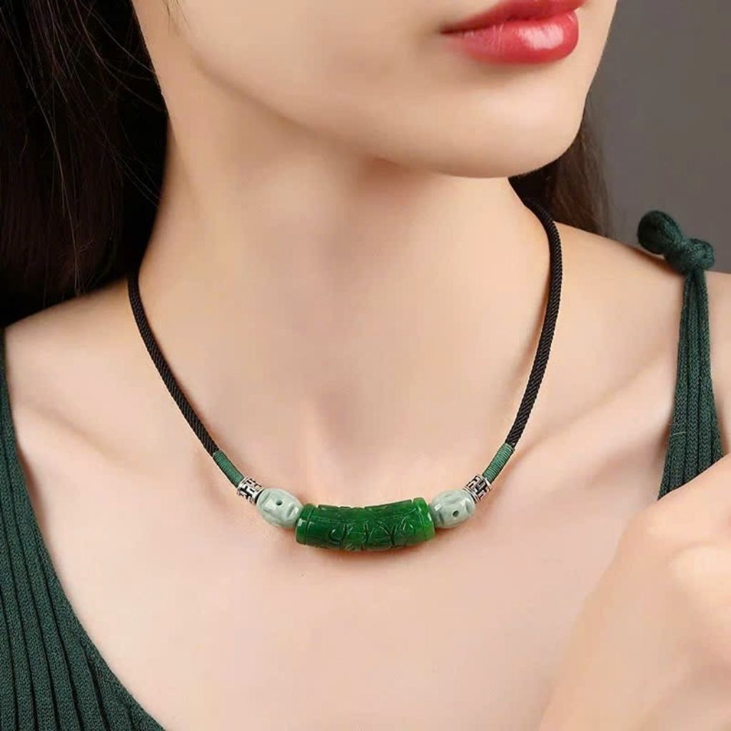  Dây Chuyền Ngọc Bích chạm khắc Thủ Công BKJECN-9308 