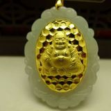  Mặt Dây Chuyền Phật Di Lặc Ngọc Bích Viền Vàng BKJECN-9312 