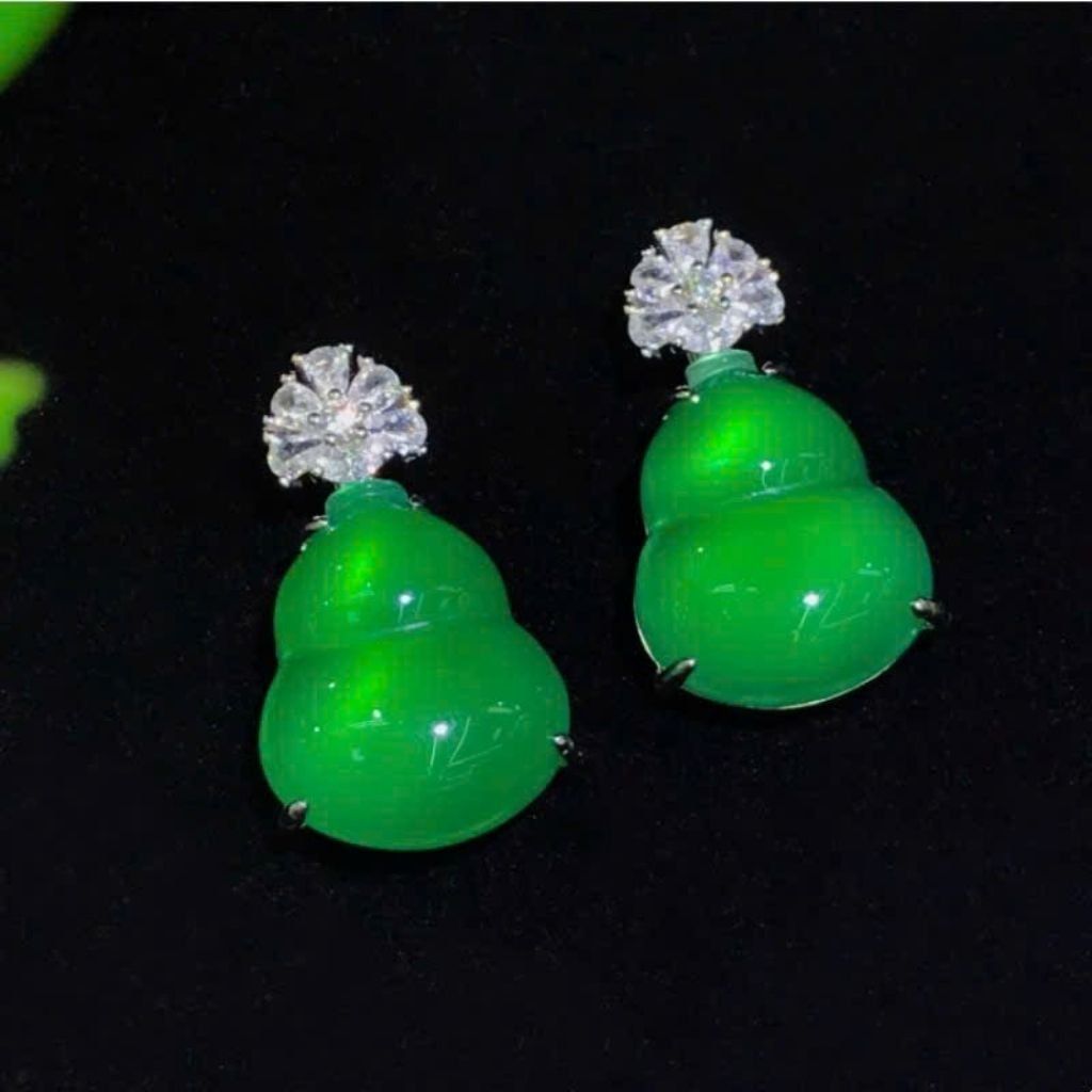  Mặt Dây Chuyền Đá Mã Não Xanh Hình Hồ lô BKJECN-9319 