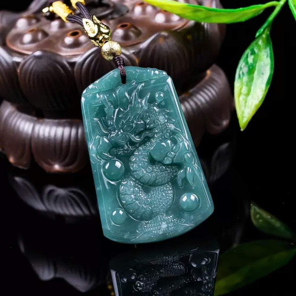  Mặt Dây Chuyền Ngọc Bích khắc Hình Rồng BKJECN-9324 