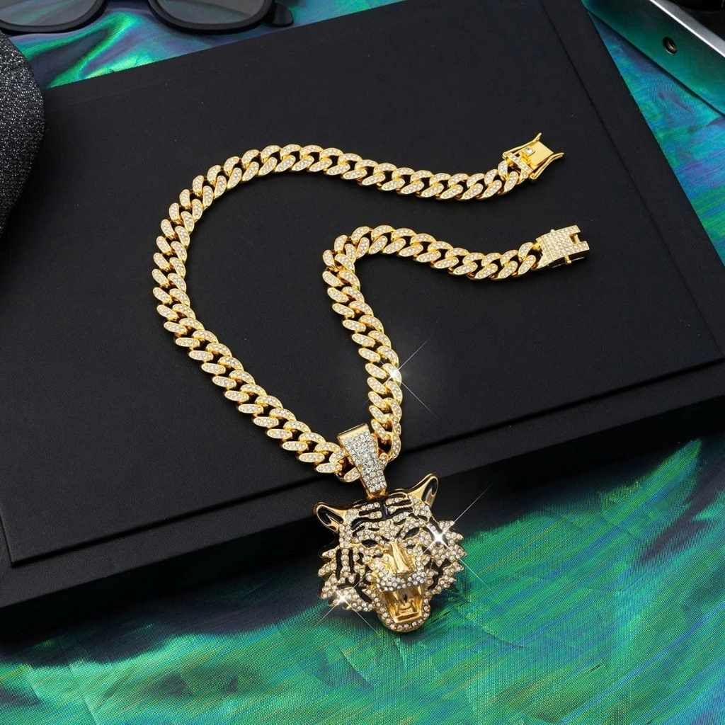  Dây Chuyền Hip-Hop Nam Đầu Hổ Mạ Vàng BKJECN-9329 