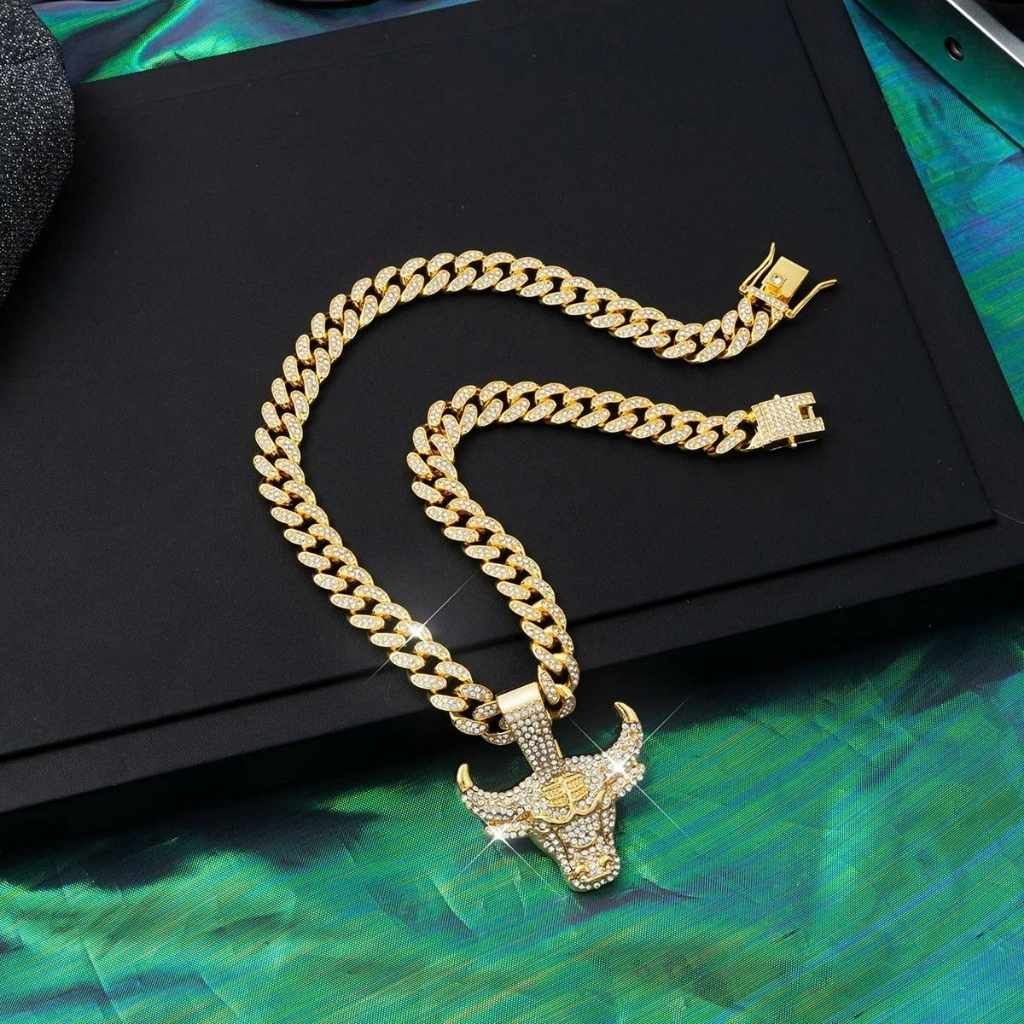  Dây Chuyền Hip-Hop Nam Đầu Hổ Mạ Vàng BKJECN-9329 